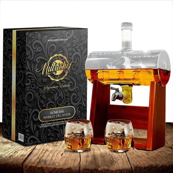 Nutrichef Whiskey & Wine Decanter Set, NCGDS08 NCGDS08